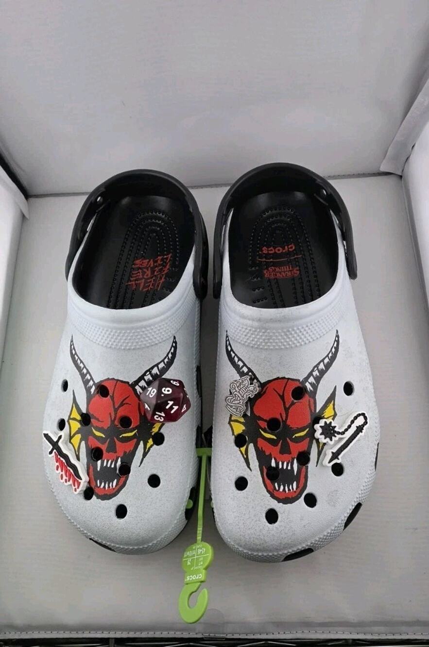 Crocs STRANGER THINGS Hellfire Classic Clog 211507-90H White Unisex M-10 W-11